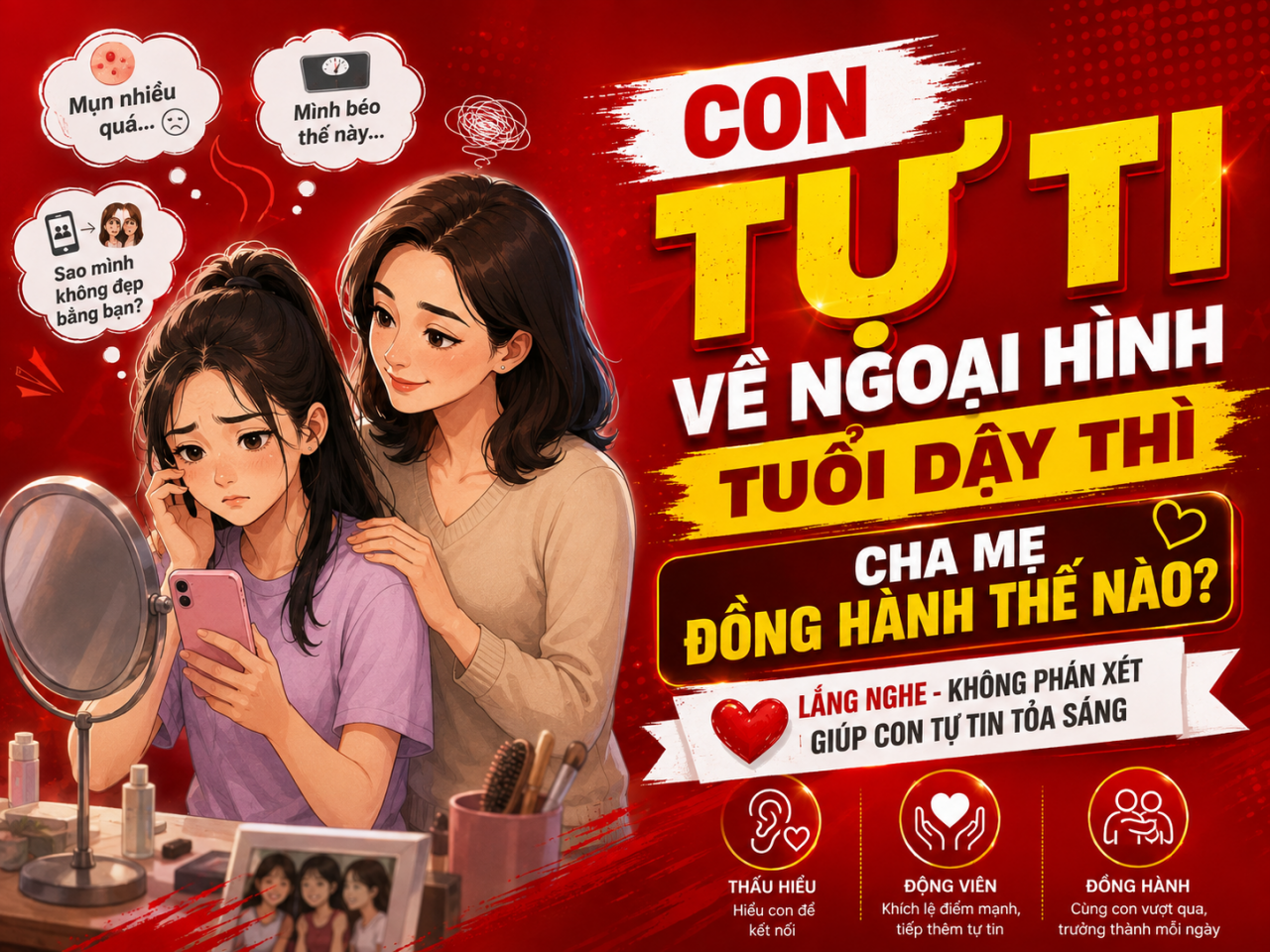 Con tự ti về ngoại hình tuổi dậy thì: cha mẹ đồng hành thế nào?
