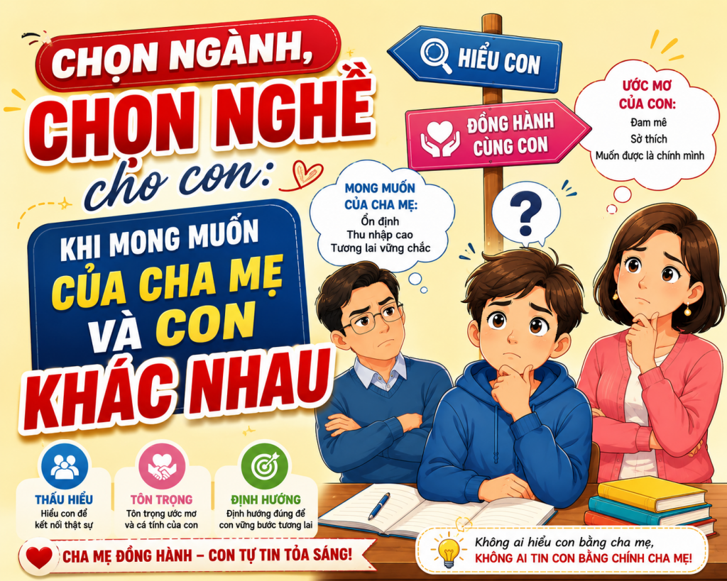 Chọn ngành, chọn nghề cho con: khi mong muốn của cha mẹ và con khác nhau