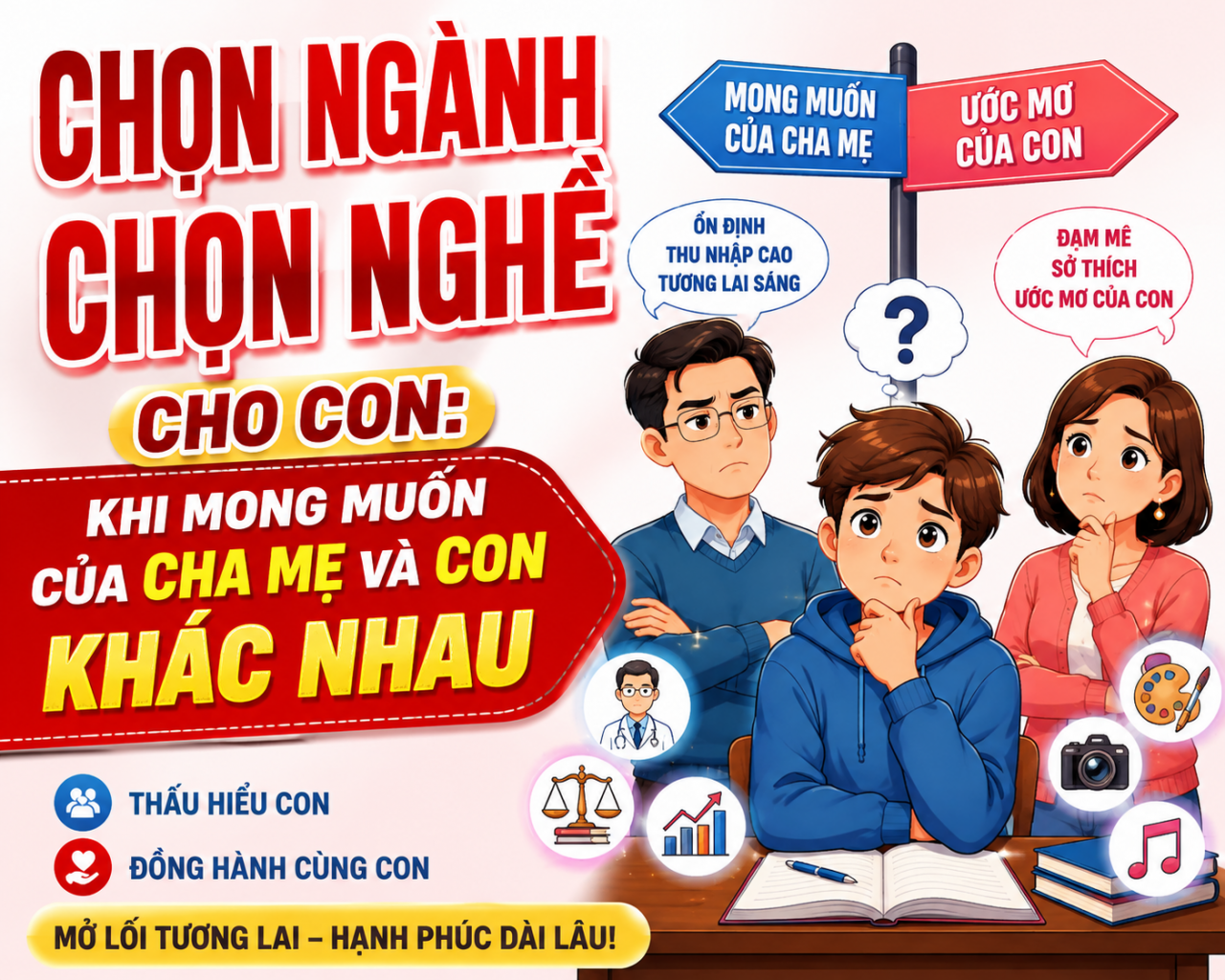 Chọn ngành, chọn nghề cho con: khi mong muốn của cha mẹ và con khác nhau