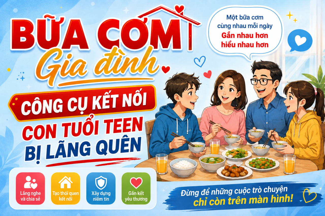 Bữa cơm gia đình: công cụ kết nối con tuổi teen bị lãng quên