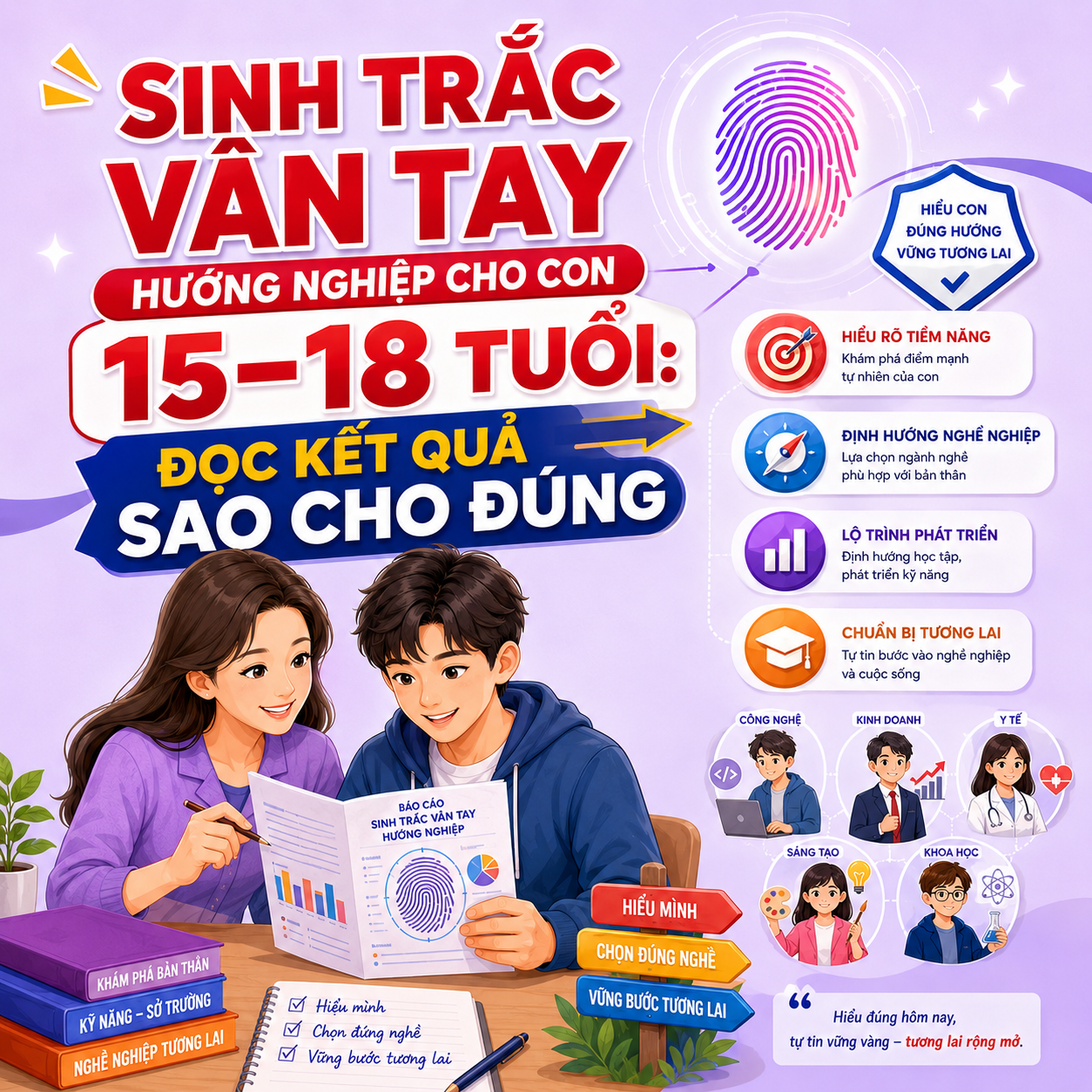 Sinh trắc vân tay hướng nghiệp cho con 15–18 tuổi: đọc kết quả sao cho đúng